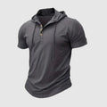 George - Men's Short Sleeve Hooded Henley Shirt