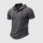 George - Men's Short Sleeve Hooded Henley Shirt