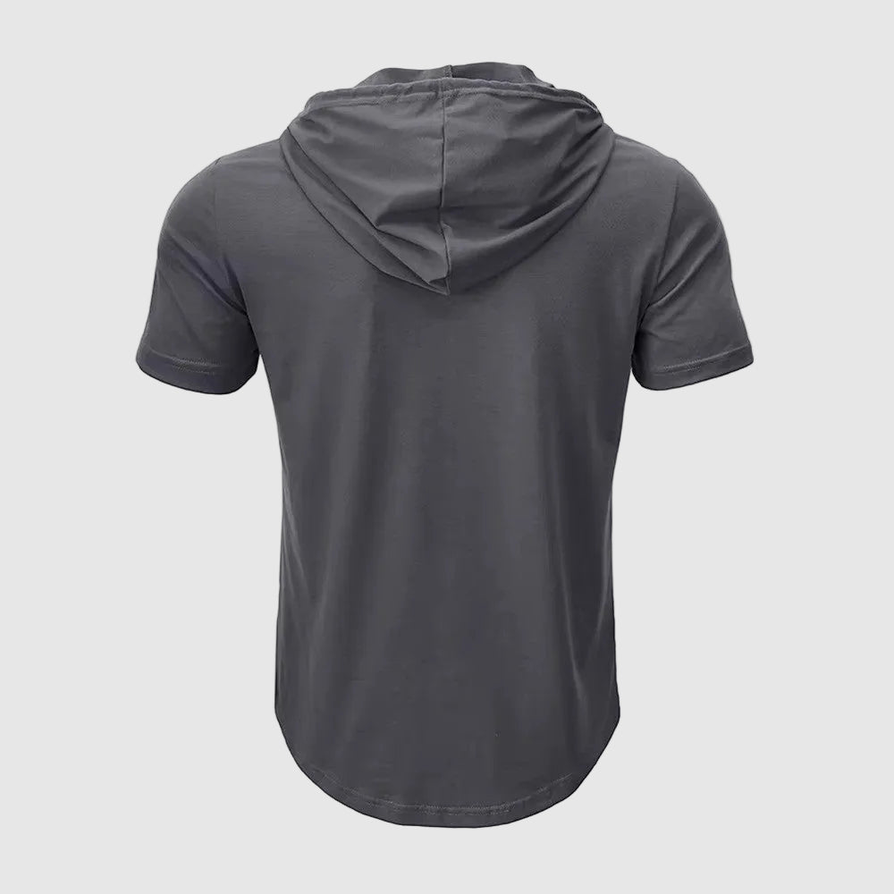 George - Men's Short Sleeve Hooded Henley Shirt