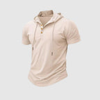 George - Men's Short Sleeve Hooded Henley Shirt
