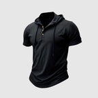 George - Men's Short Sleeve Hooded Henley Shirt