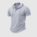 George - Men's Short Sleeve Hooded Henley Shirt
