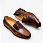 Gerald - Men's Leather Slip On Penny Loafers