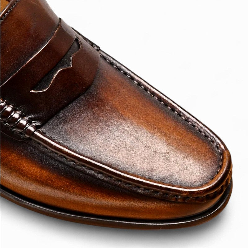 Gerald - Men's Leather Slip On Penny Loafers