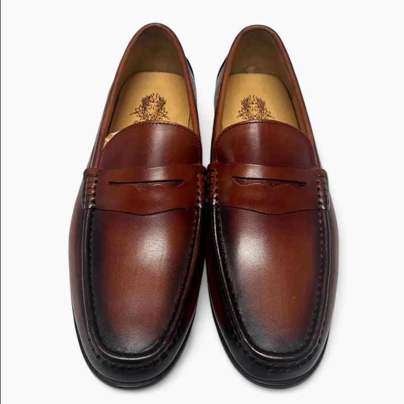 Gerald - Men's Leather Slip On Penny Loafers