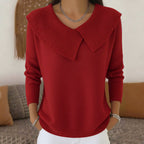 Gloria - Women's Wide Collar V-Neck Knit Sweater