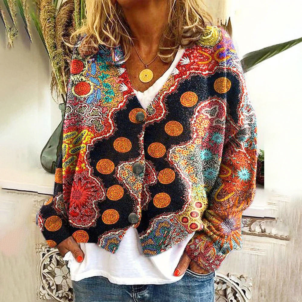 Gracie - Women's Bohemian Button-Up Cardigan