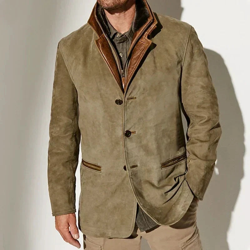 Grant - Men's Vintage Faux Suede Button Jacket
