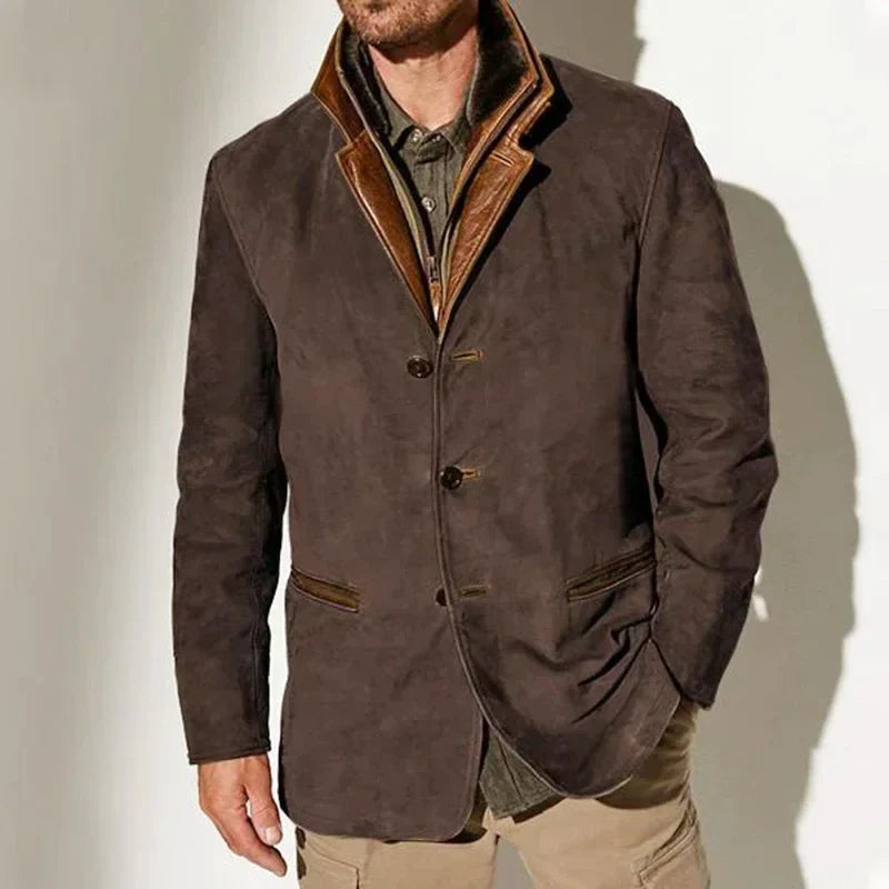 Grant - Men's Vintage Faux Suede Button Jacket