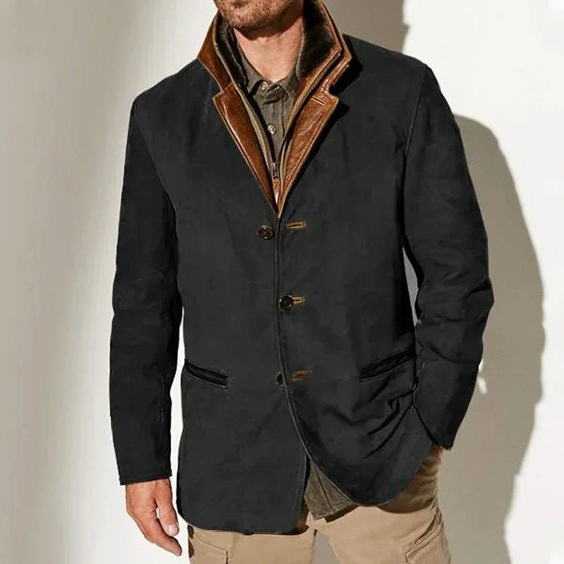 Grant - Men's Vintage Faux Suede Button Jacket