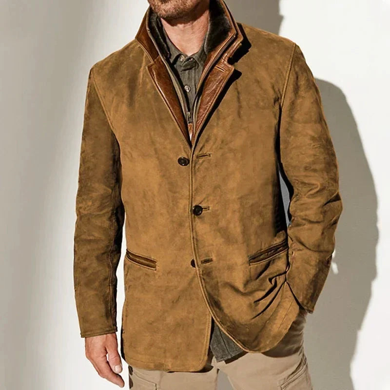 Grant - Men's Vintage Faux Suede Button Jacket