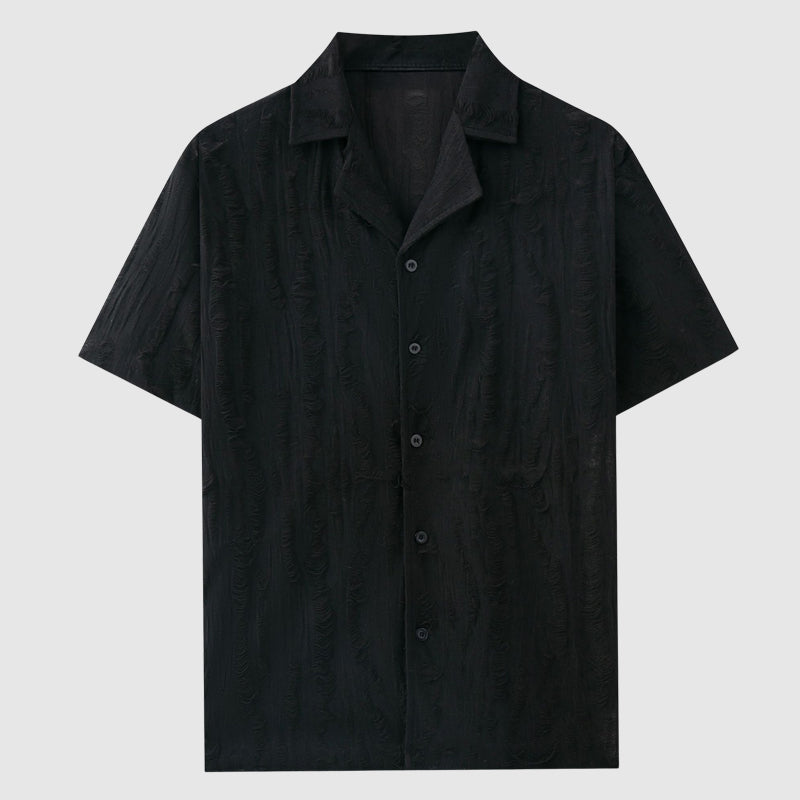 Grayson - Men's Textured Woven Open Neck Casual Shirt