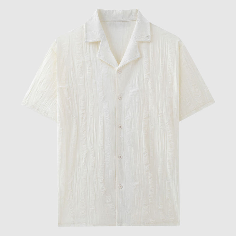 Grayson - Men's Textured Woven Open Neck Casual Shirt