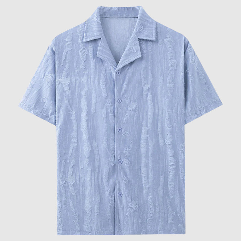 Grayson - Men's Textured Woven Open Neck Casual Shirt