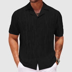 Grayson - Men's Textured Woven Open Neck Casual Shirt