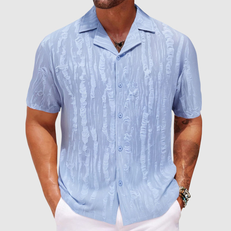 Grayson - Men's Textured Woven Open Neck Casual Shirt