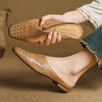 Hadewych - Women's Leather Woven Square Toe Mules