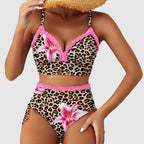 Hailey - Women's Ruffle Trim Striped High-Waist Bikini Set