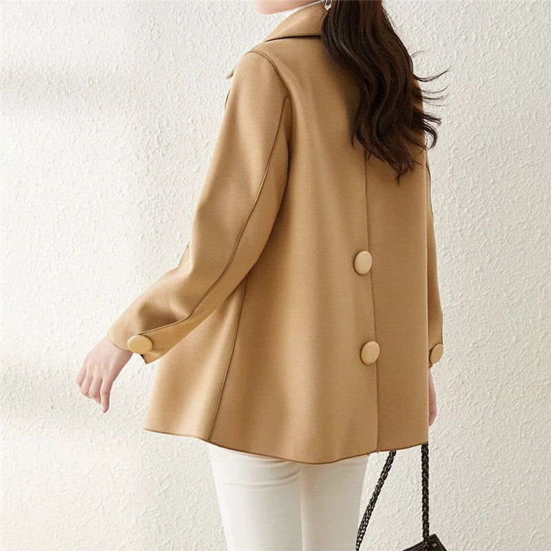 Haley - Women's Double-Breasted Woolen Pea Coat