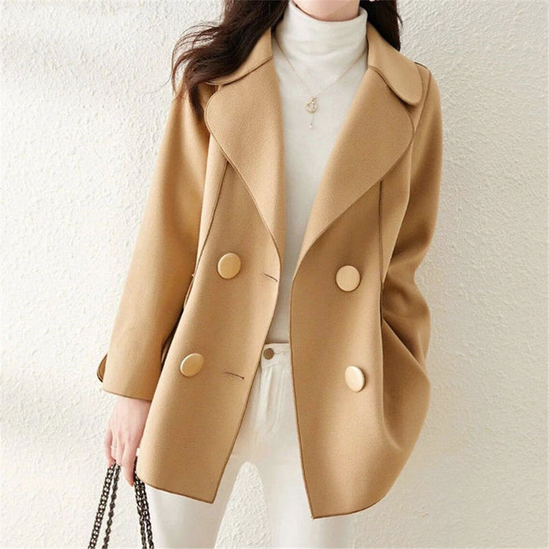 Haley - Women's Double-Breasted Woolen Pea Coat