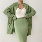 Hannah - Women's Knit Cardigan and Midi Skirt Set