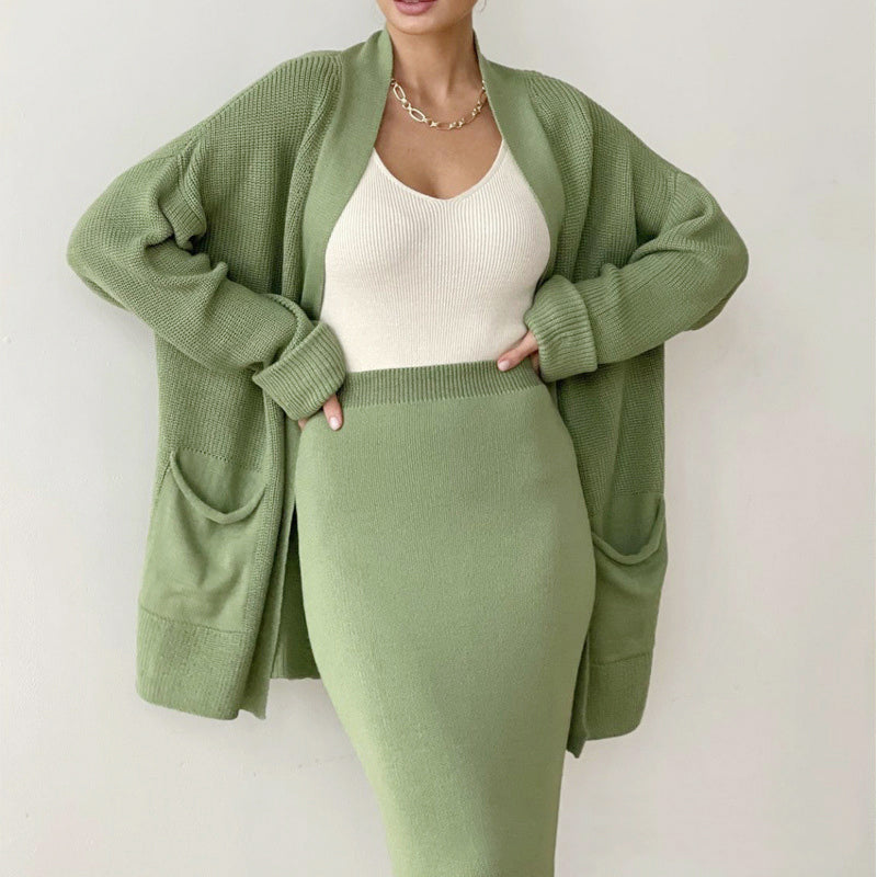 Hannah - Women's Knit Cardigan and Midi Skirt Set