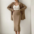 Hannah - Women's Knit Cardigan and Midi Skirt Set