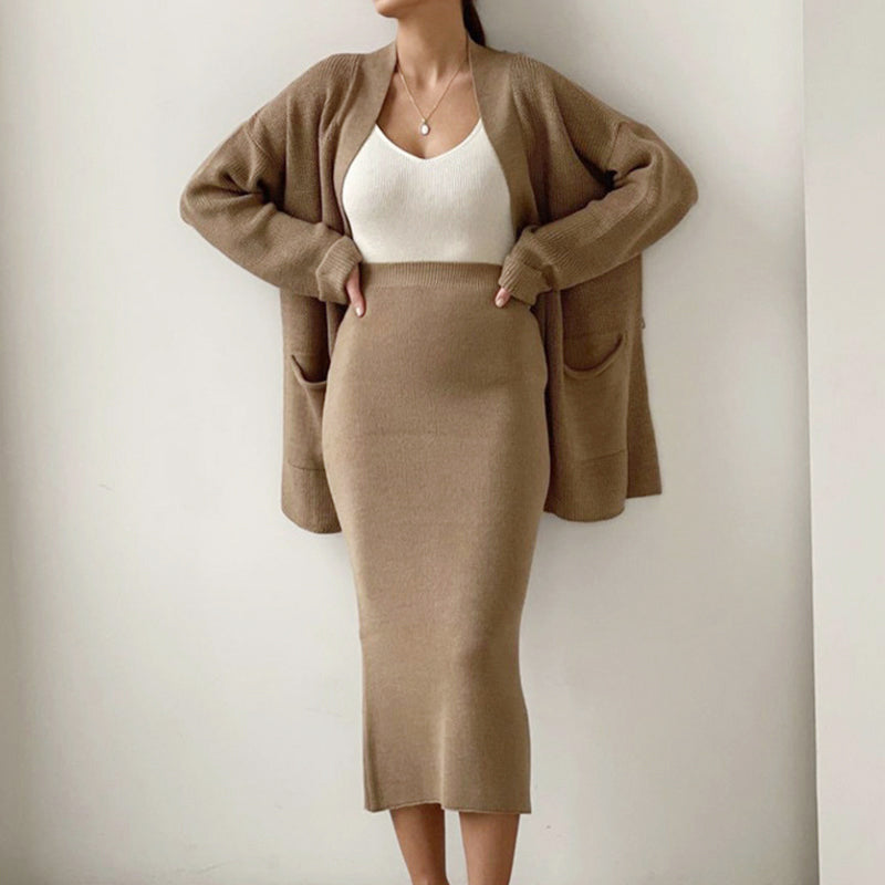 Hannah - Women's Knit Cardigan and Midi Skirt Set