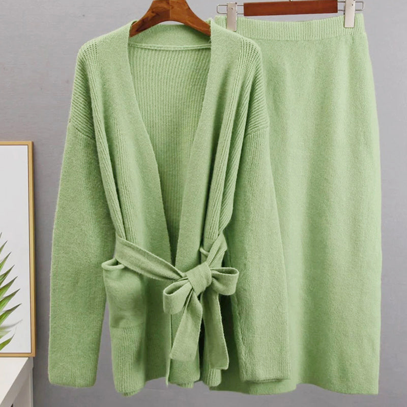 Hannah - Women's Knit Cardigan and Midi Skirt Set