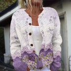 Harper - Women's Botanical Floral Print Knit Cardigan