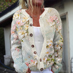 Harper - Women's Botanical Floral Print Knit Cardigan