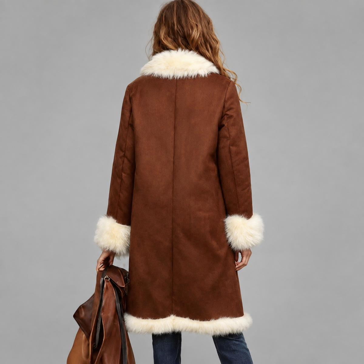 Henrietta - Women's Faux Fur Long Open Front Coat