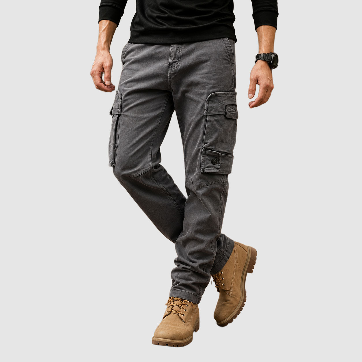 Henrik - Men's Multi-Pocket Cargo Pants with Relaxed Straight-Leg Fit