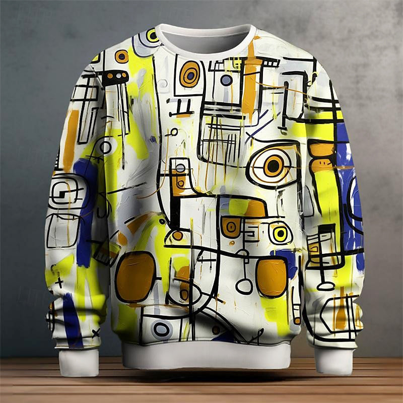 Henry - Men's Abstract Graphic Print Crewneck Sweater