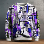 Henry - Men's Abstract Graphic Print Crewneck Sweater