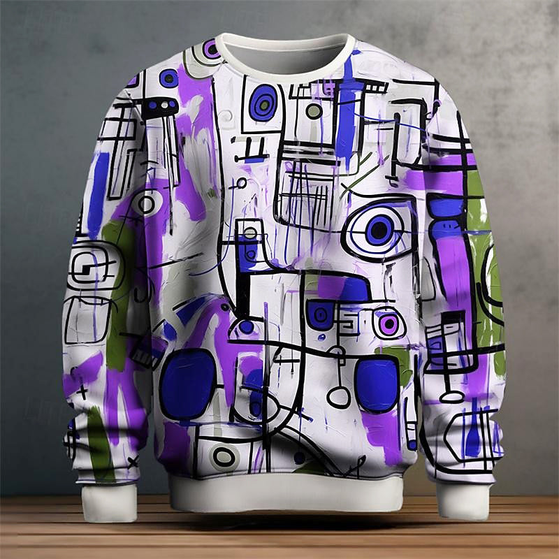 Henry - Men's Abstract Graphic Print Crewneck Sweater