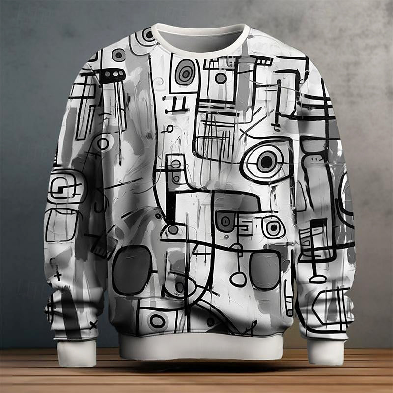 Henry - Men's Abstract Graphic Print Crewneck Sweater