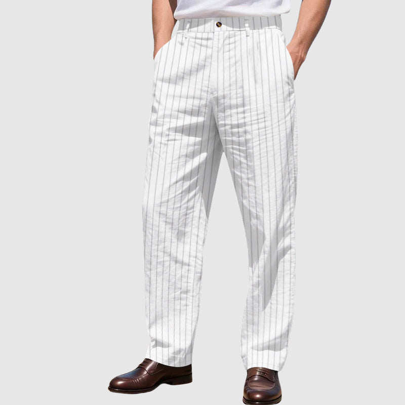 Henry - Men’s Linen Pinstripe Straight-Leg Pants