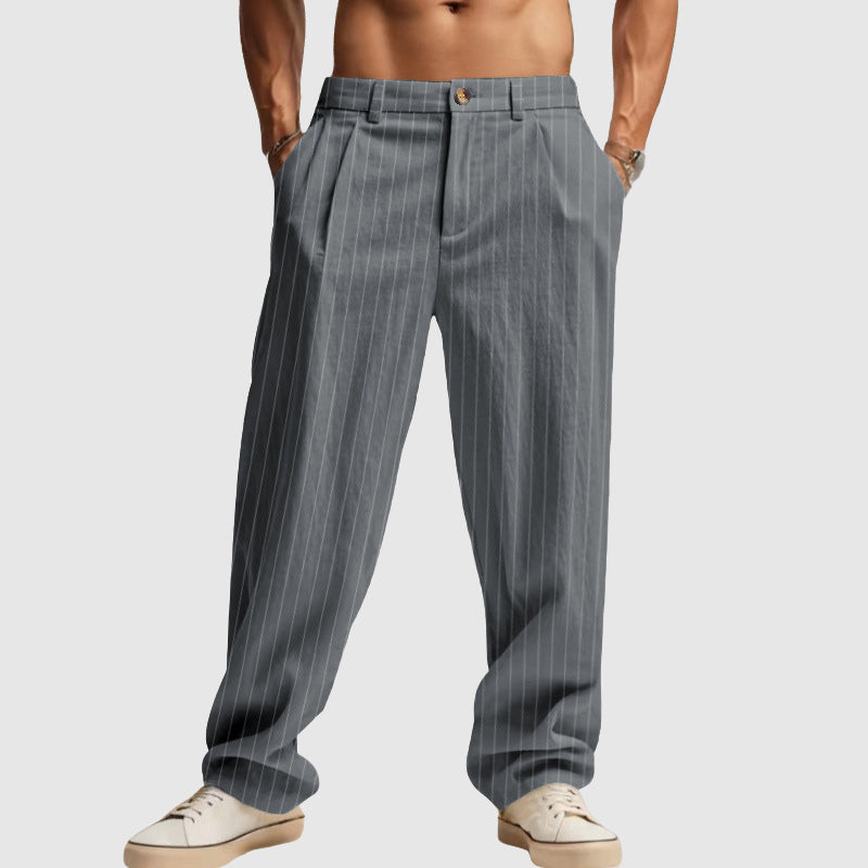 Henry - Men’s Linen Pinstripe Straight-Leg Pants