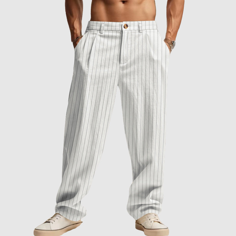 Henry - Men’s Linen Pinstripe Straight-Leg Pants