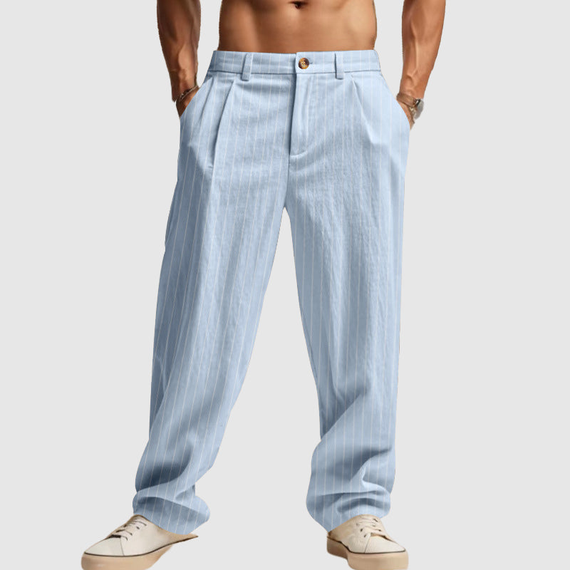 Henry - Men’s Linen Pinstripe Straight-Leg Pants