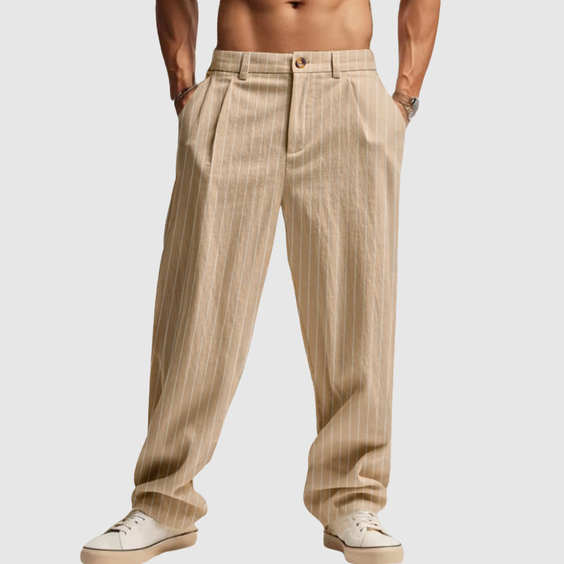 Henry - Men’s Linen Pinstripe Straight-Leg Pants