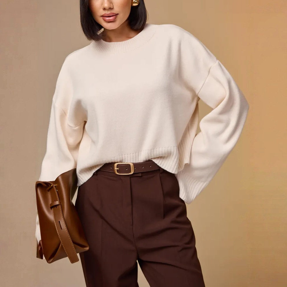 Holly - Women's Cropped Mock Neck Sweater
