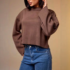 Holly - Women's Cropped Mock Neck Sweater