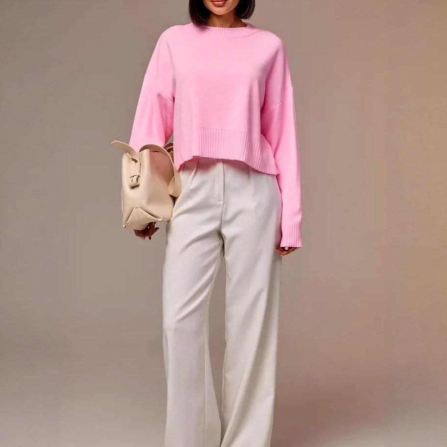 Holly - Women's Cropped Mock Neck Sweater