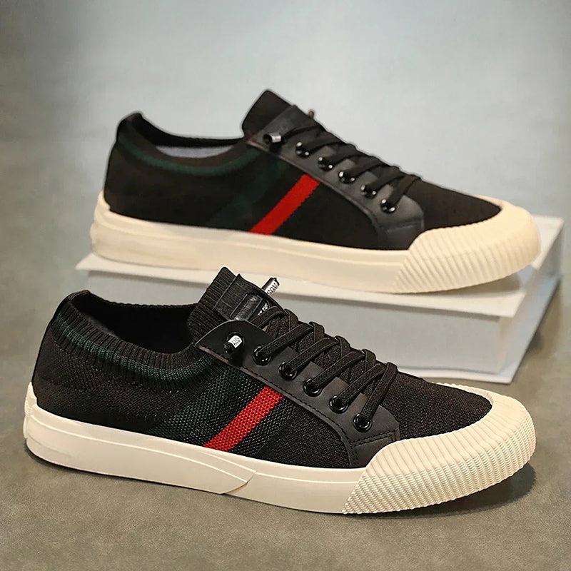 Hudson - Men's Striped Accent Breathable Knit Sneakers