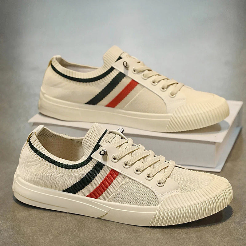 Hudson - Men's Striped Accent Breathable Knit Sneakers