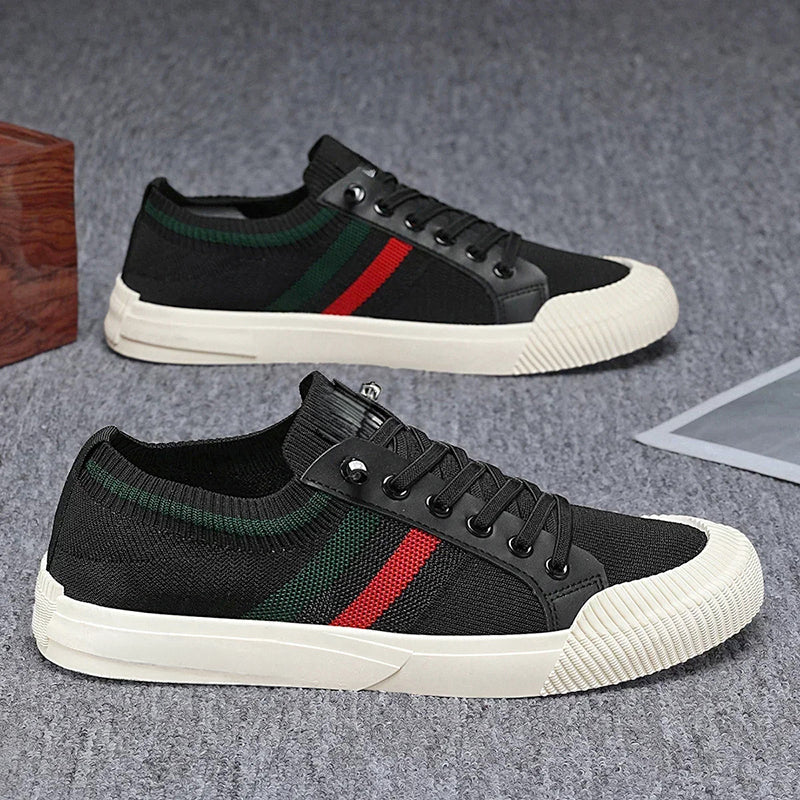 Hudson - Men's Striped Accent Breathable Knit Sneakers