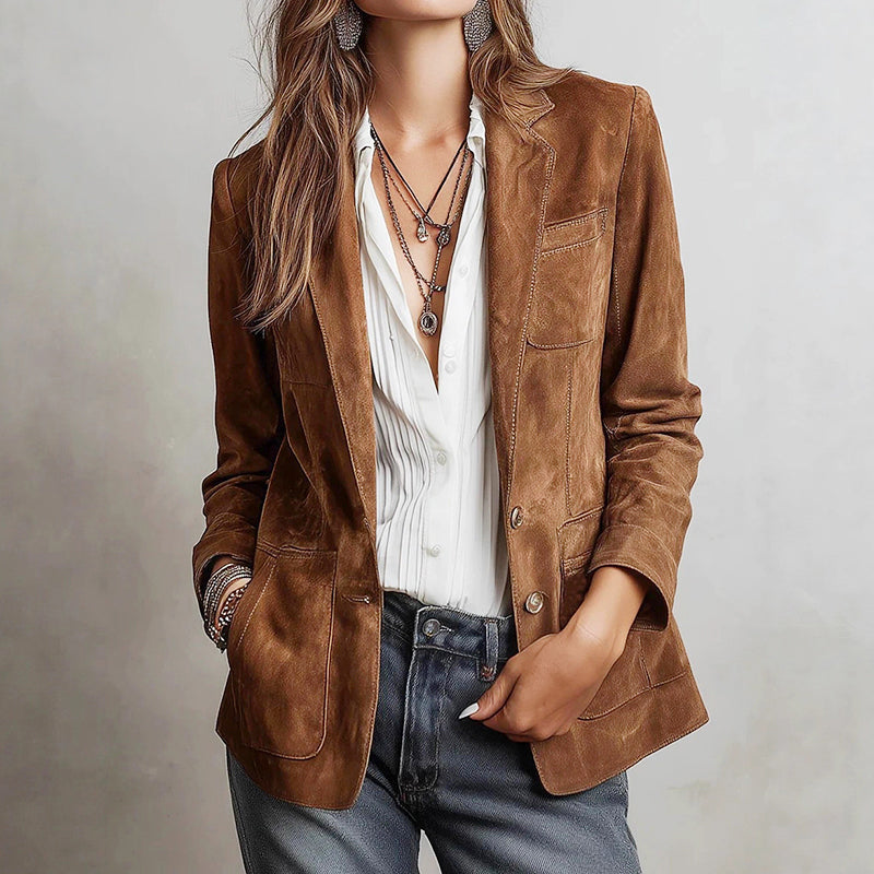 Iris - Women's Faux Suede Tailored Blazer