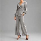 Isolde - Women’s Wrap-Front Wide-Leg Two-Piece Set